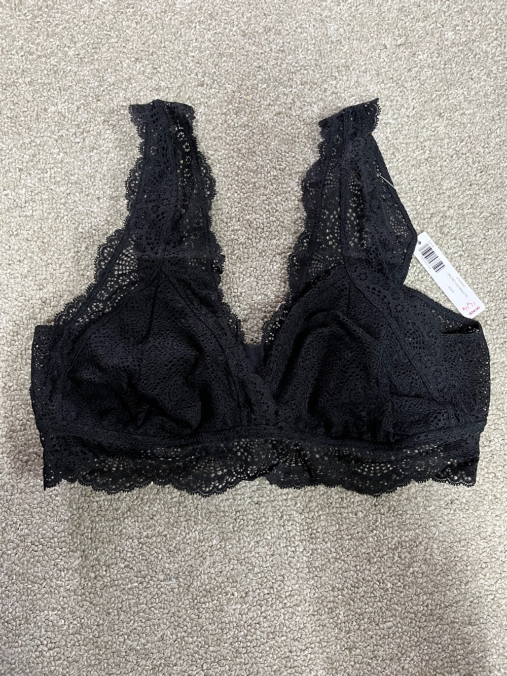 Soma Black Lace Bralette with Scalloped Trim